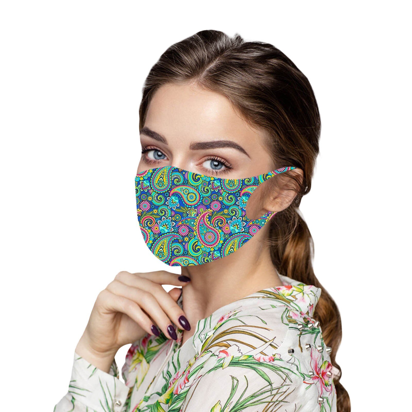 1pc ski Fasemask Adult Ice Silk Printed Bandana Washable Reusable Fabric Lavables Masque Bandana: G