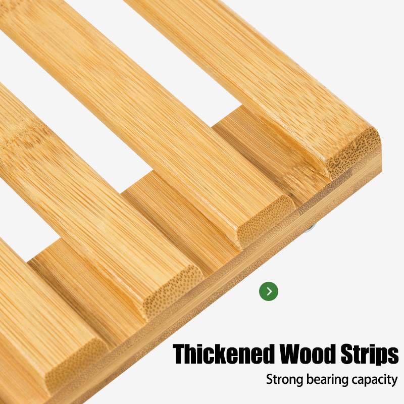 Bamboe plantenstandaard met wielen, verplaatsbare bloempotverplaatser, rol voor op het terras, zware plantenbak met wielen, rolplateau