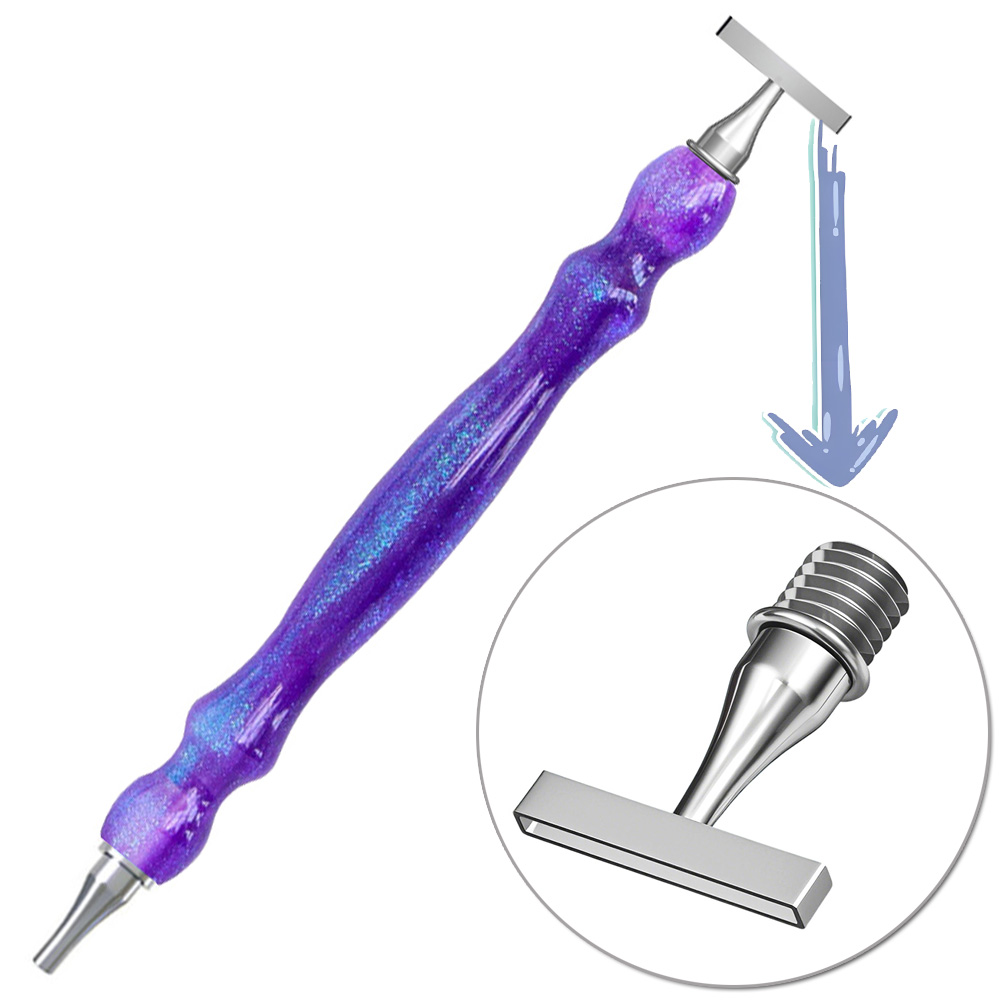 Caneta de broca de ponto de pintura de diamante de resina ergonômica, ponta de caneta de aço inoxidável com rosca fina, adequada para ferramenta de pintura de diamante 5D: Verde claro