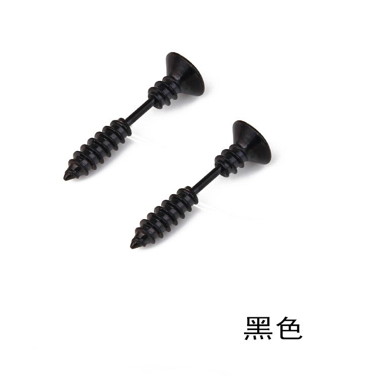 1Pc/2Pc Punk Stijl Roestvrij Staal 10 Kleuren Stud Oorbellen Mannen Vrouwen Oor Sieraden Rock Gothic Unisex piercing Oorbel: Black / Single