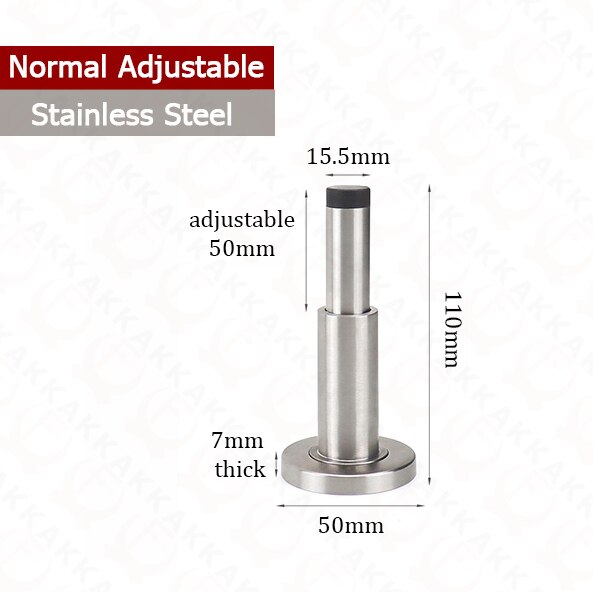 KAK-Tope de puerta silencioso hidráulico de cobre puro, Tope de puerta de piso, parachoques montado en la pared, Hardware táctil de puerta no magnético: Adjustable Silver