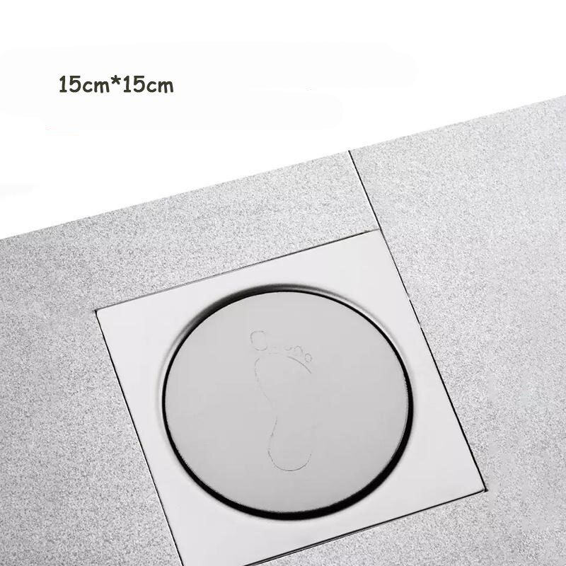 Brass Bounce Floor Drain Square Pop Up Floor Drain Bathroom Cover Shower Room Push Down Drain Plug Anti-Odor Bath Shower Drain: 15x15cm