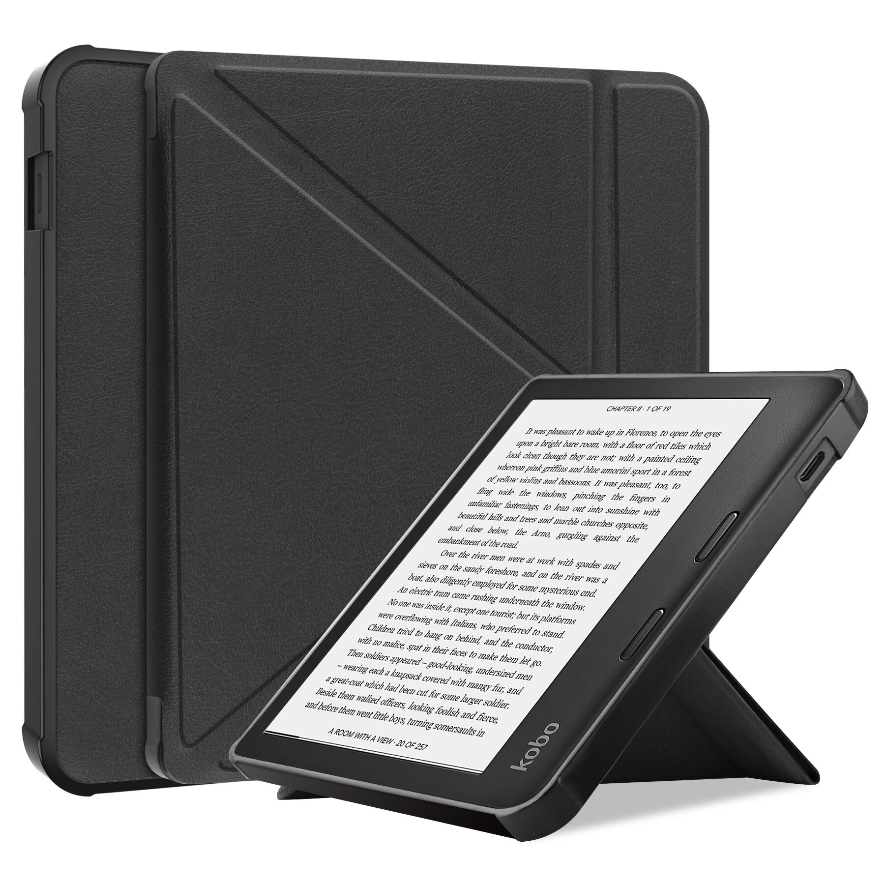 Slim Ultra Magnetic Stand Hard Back Shell Protective Smart Cover Case For All Kobo Libra 2 eReader Kids Transformers: Black