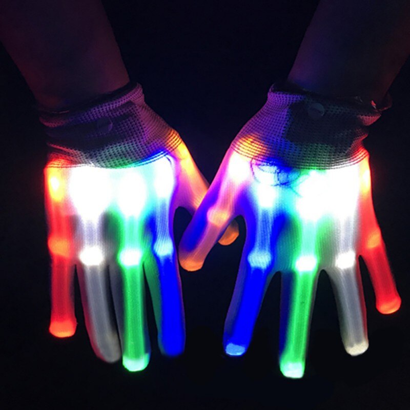 Dance Stage LED Light Flashing Gloves Flashing Finger Glow Mittens Xmas Dance Rave Party Fun Cycling Gloves Halloween