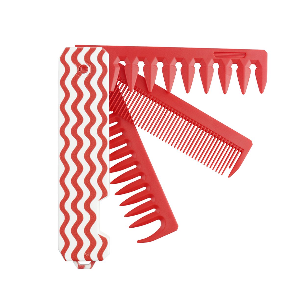 1/2/3 in 1 Pocket Folding Combs Plastic Wide Tooth Oil Head Comb Beard Combing Barber Clipper Comb Salon Hair Styling Tools: Silver