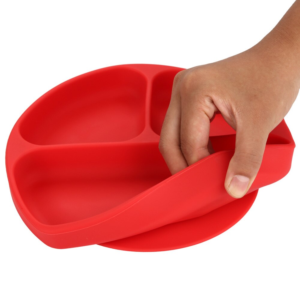 Baby Dishes Smiling Silicone Plate With Suction Cup Strong Sticky Divided Silicone Food Plate Children's Section Feeding Plate