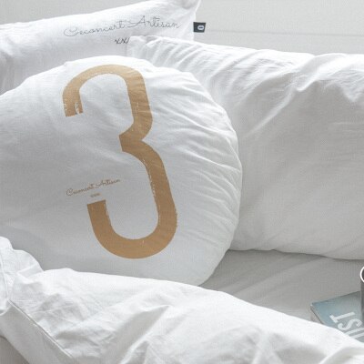 Cotton Numbers Pillow Nordic Back Cushions Neck Support Soft Round Home Office Chair Bedding Pillows Baby Kids Room Decor: White 3