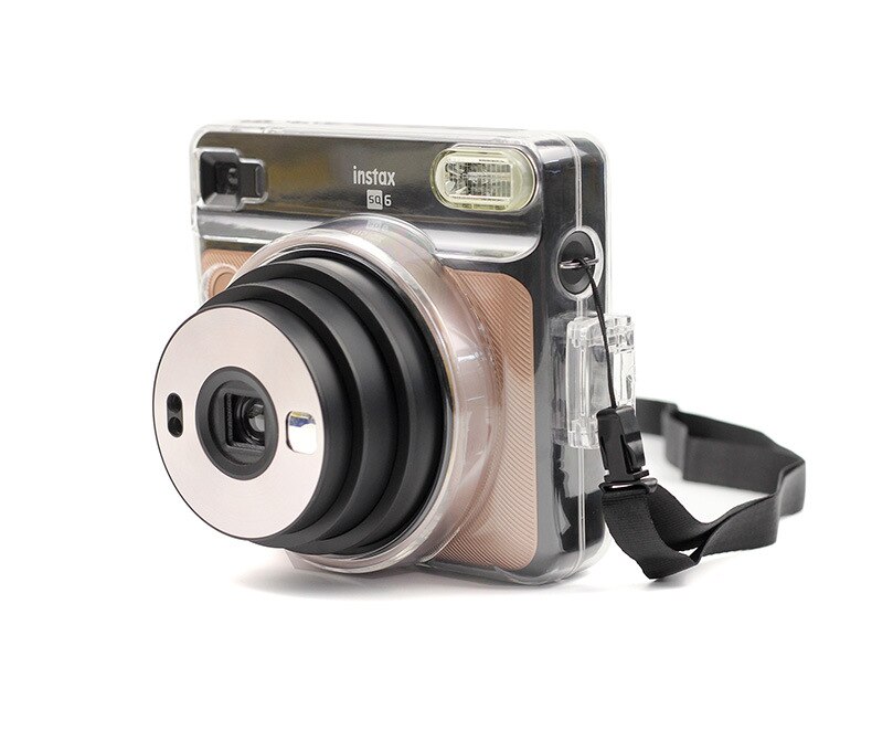 Fujifilm Instax Square SQ 6-funda de cristal para cámara, bolso de hombro con correa transparente de PVC, Protector de Cámara de película instantánea, funda de concha