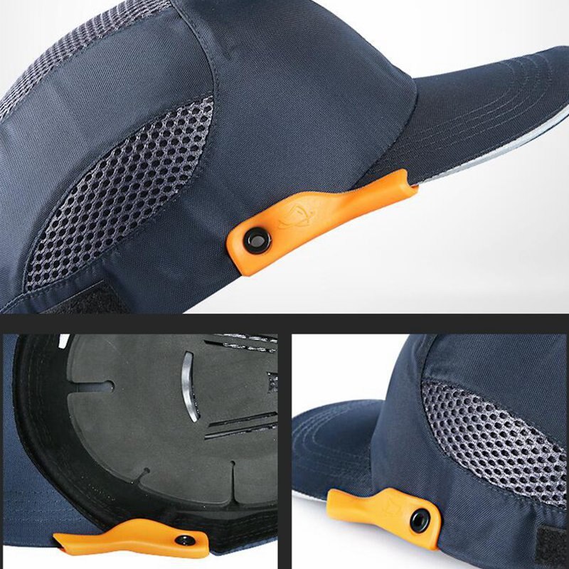 Anti Collision Safety Caps Workshop Dustproof Head Safety Protection Orange Edge Navy Blue Lightweight Breathable Protective Cap