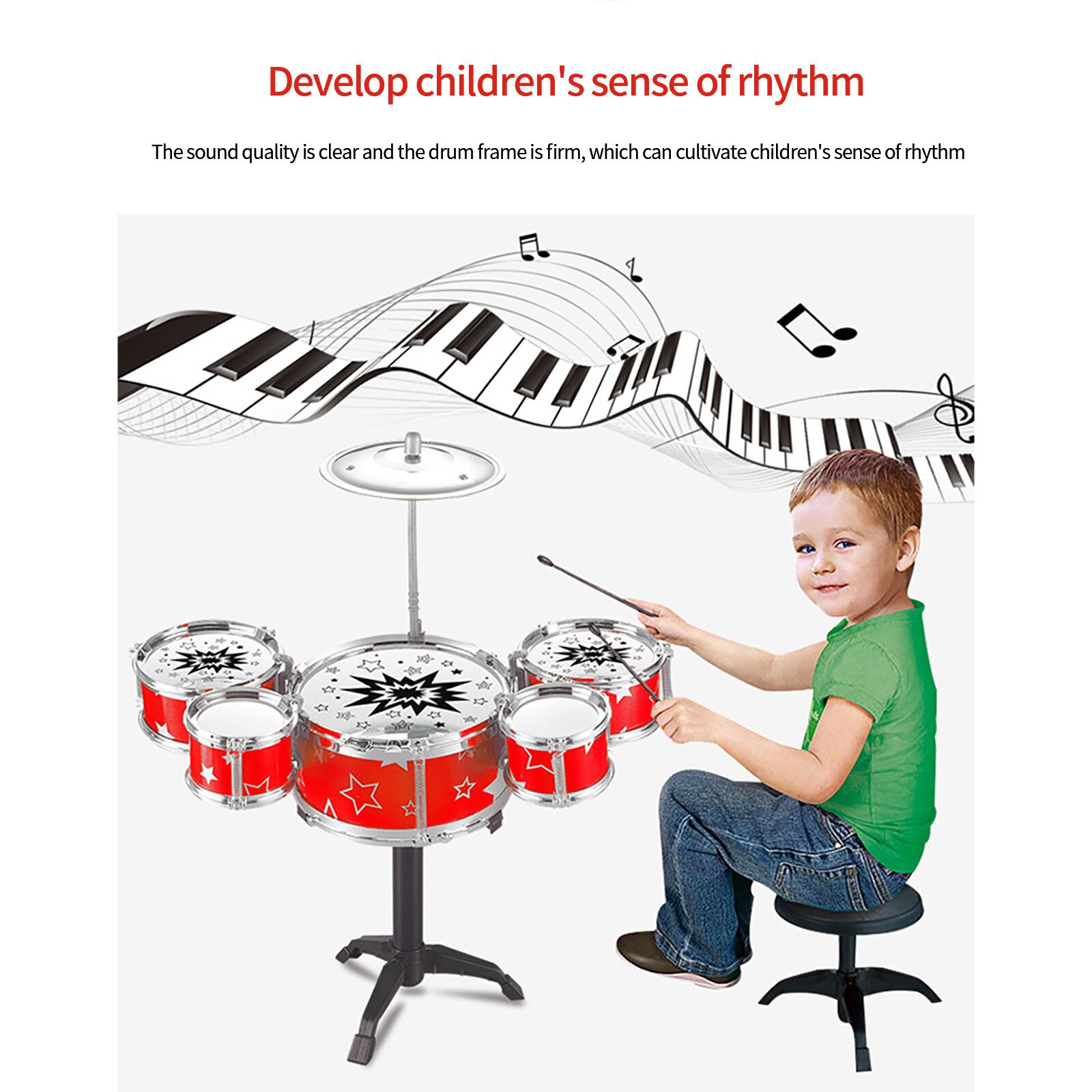 Kids Jazz Drum Set Musical Instrument Educatief Mini Band Spelen Speelgoed Met Stokken Игрушки Для Детей Percussie Voor Kids
