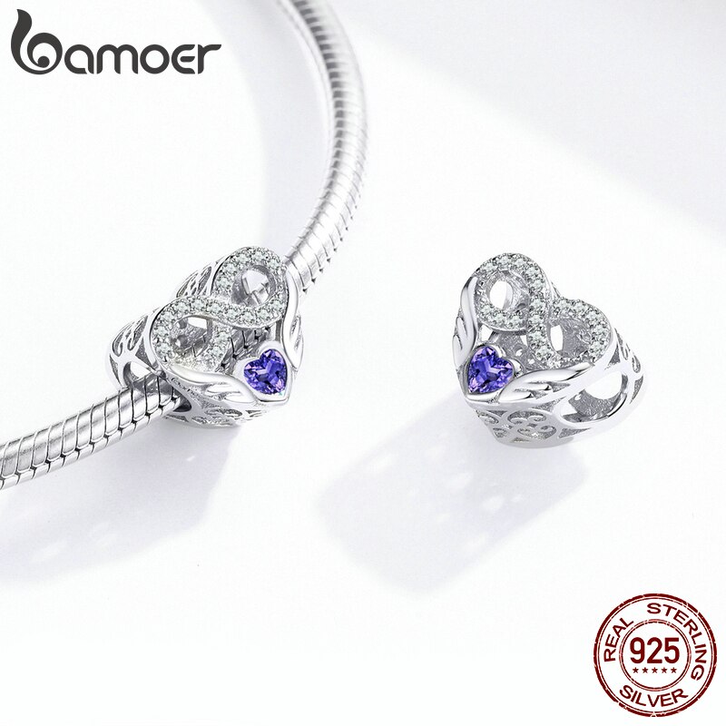 Bamoer prata 925 a céu aberto coração-forma charme para mulheres originais pulseira & pulseira amante presentes moda jóias acessórios bsc161