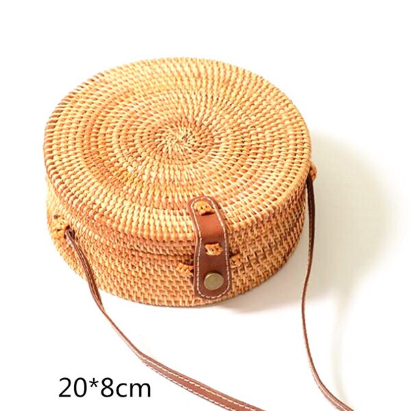 Gusure Vintage Handmade Crossbody Women Bag Round Beach Circle Rattan Bag Small Shoulder Bags Bohemian Handbags Travel Styles: style-8