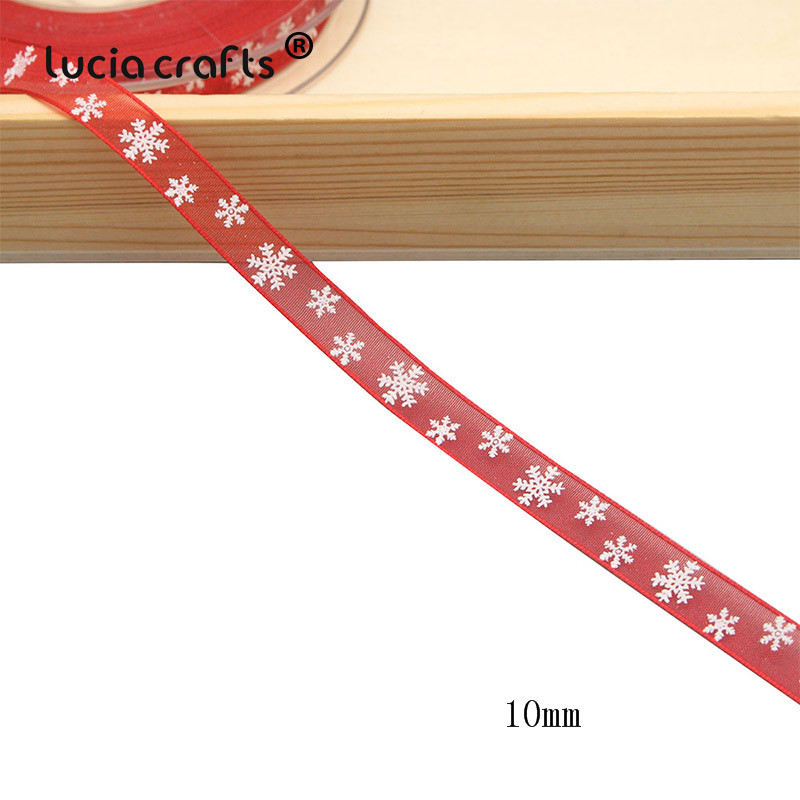 Lucia crafts 5 yard 10mm/25mm snefnug organza bånd diy bowknot indpakning til juledecorp 0303: C4 røde 10mm