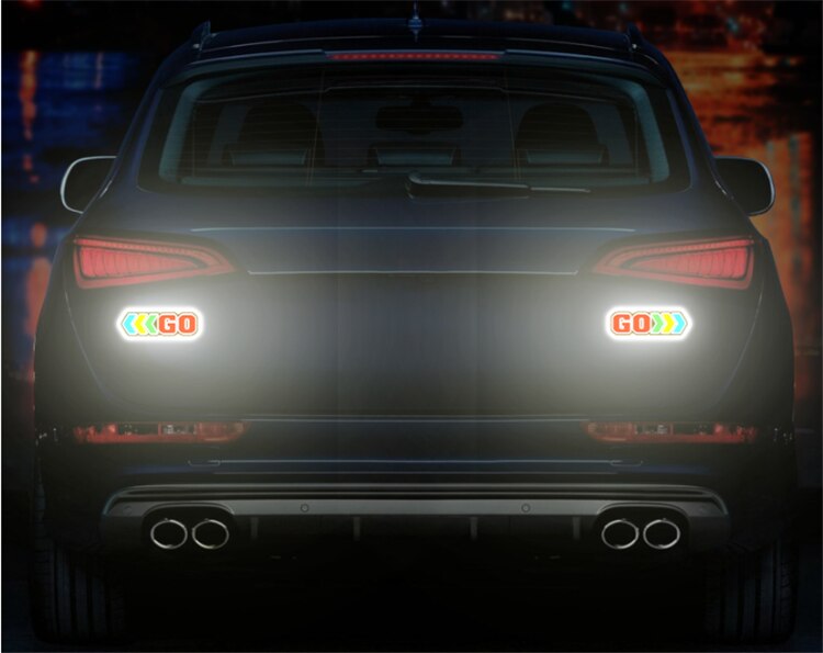 2 stuks reflecterende pijlstickers voor autodecoratie, krassenmodificatie, nachtveiligheid, kleurrijke waarschuwingstape, gemaakt met 3m