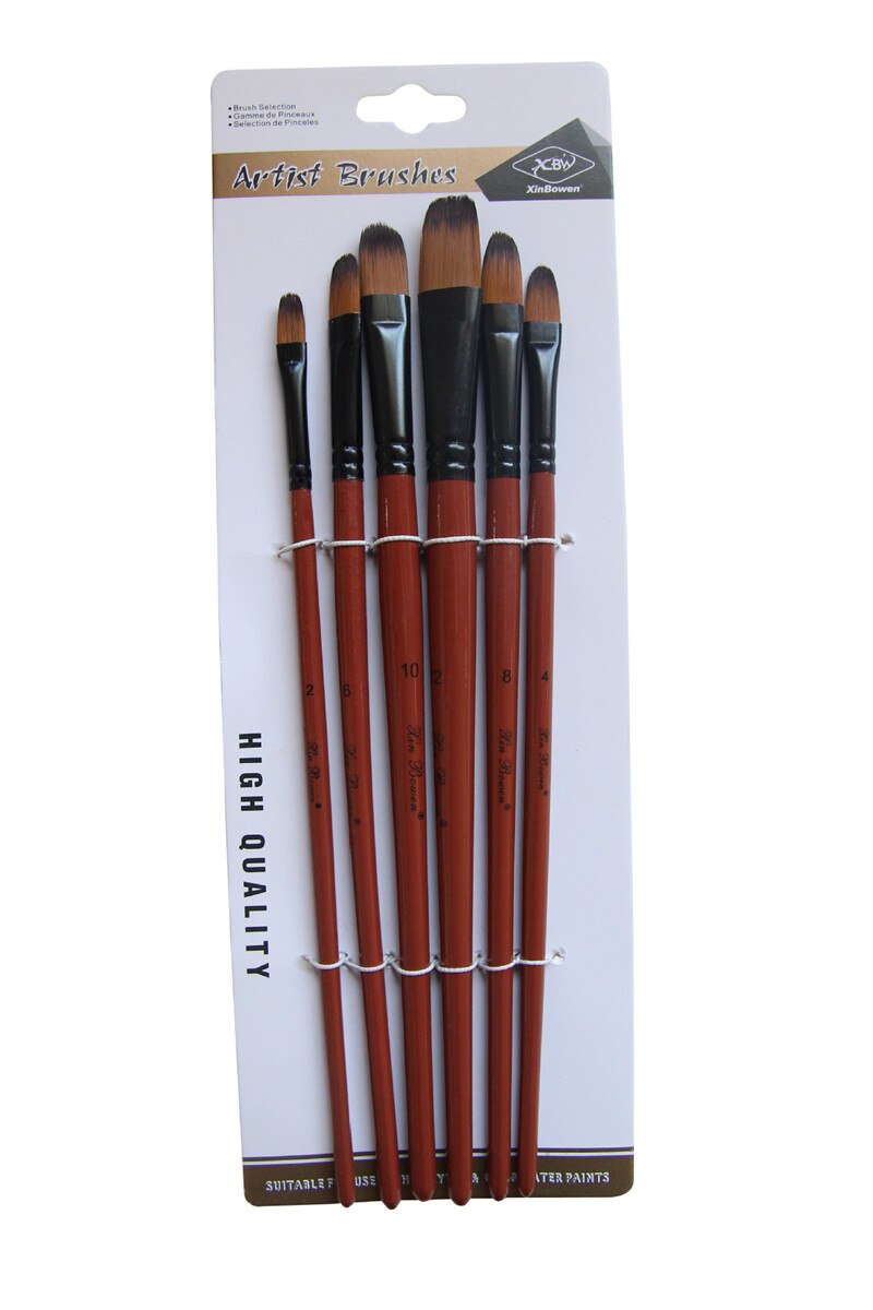 Modelo de arte para pintar, pelo de nailon acrílico, óleo, acuarela, dibujo, suministros de arte, conjunto de pinceles para artistas, 6 uds.: Nail round