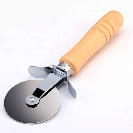 Rustfrit stål pizza enkelt hjul skæreværktøj diameter 6.5cm husholdningspizzakniv kageværktøj hjul brug til vaffelkager: Lysegrå