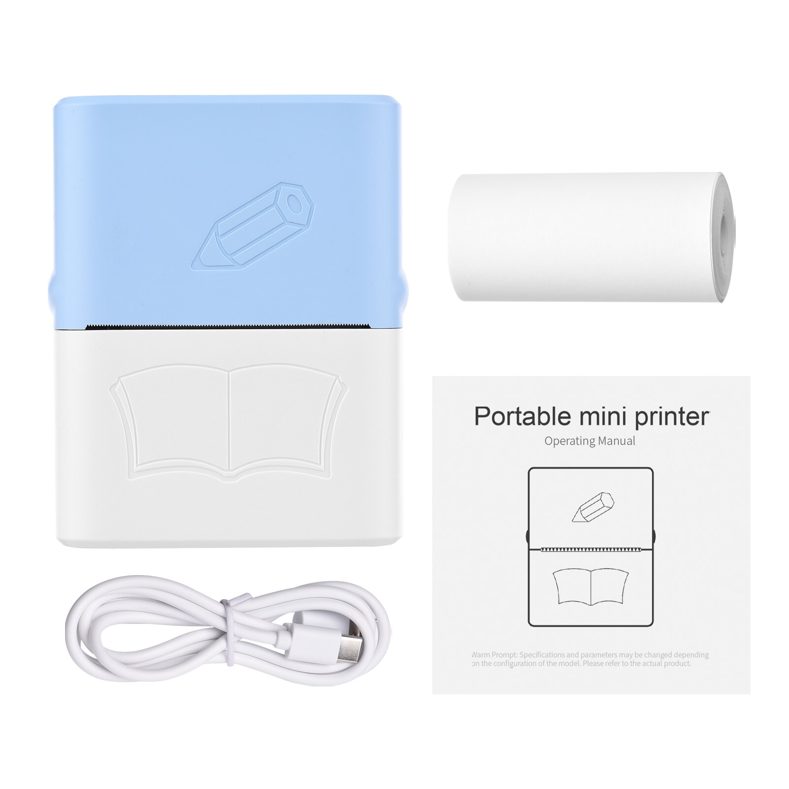 Portable Wireless BT Thermal Photo Printer X3 Mini Pocket Printer Picture Memo Notes Lists Journal Receipt Paper Printer Sticker: Blue