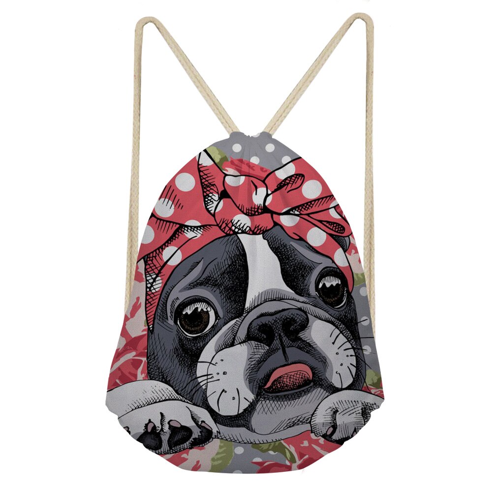 Forudesigns schattige 3d- honden border collie print mini rugzak dames trekkoordtas schooltassen voor tienermeisjes cinch sack sac a dos: T1046 z 3