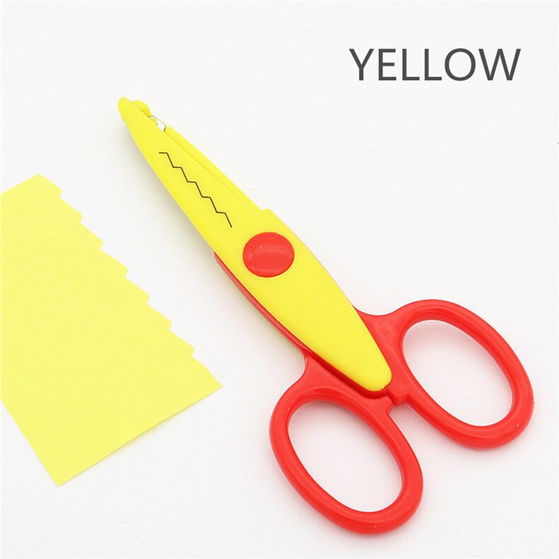 Decorative Wave laciness Edge Scissors DIY for Scrapbook Handmade Kids Artwork Card Safe: Yellow