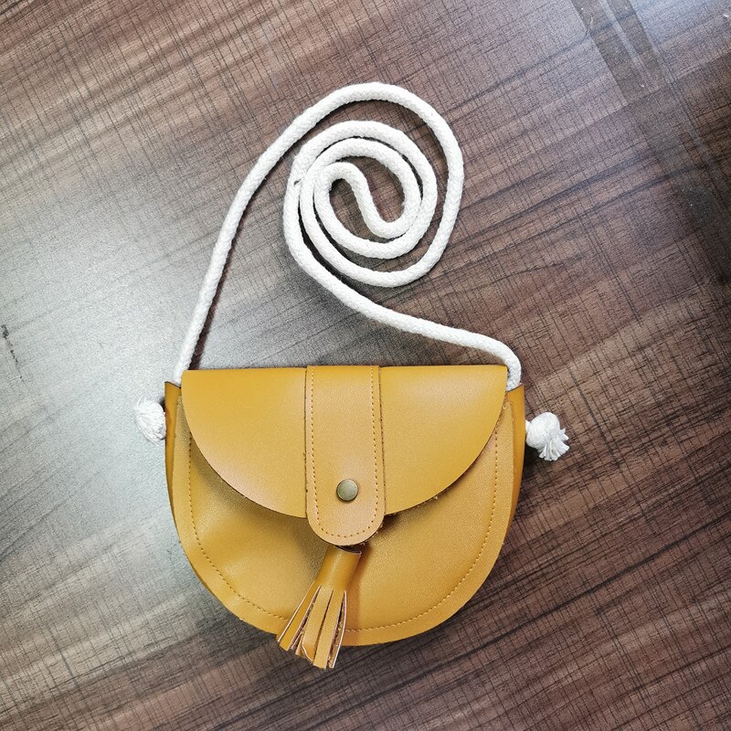 dames Tas Enkele Schouder Pocket Purse Geneigd Kwasten Modieuze Pure Kleur PU Bag Tassen voor Kids Meisje Meisje portemonnee