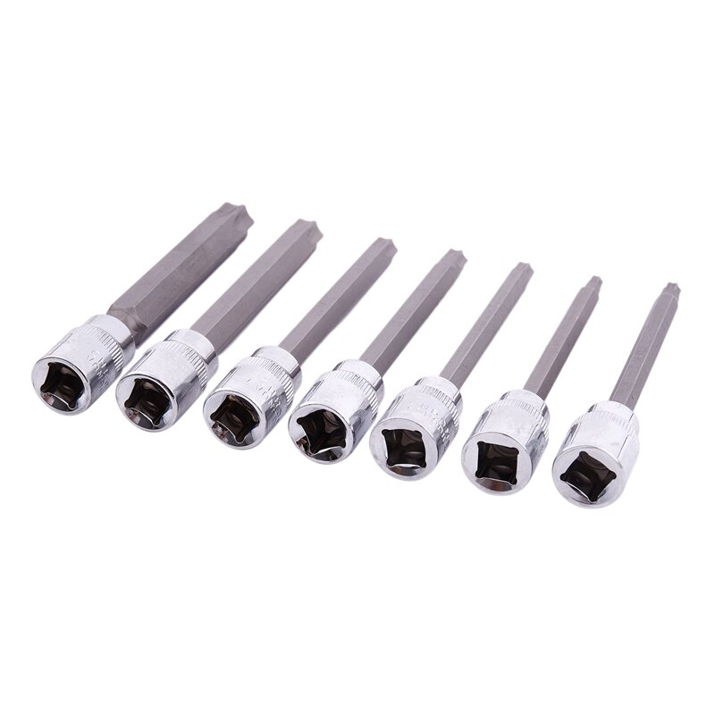 7-Piece 3/8 inch Extra Long Torx Star Bit Socket Set 110Mm Star Drill Socket Set with Box Packaging