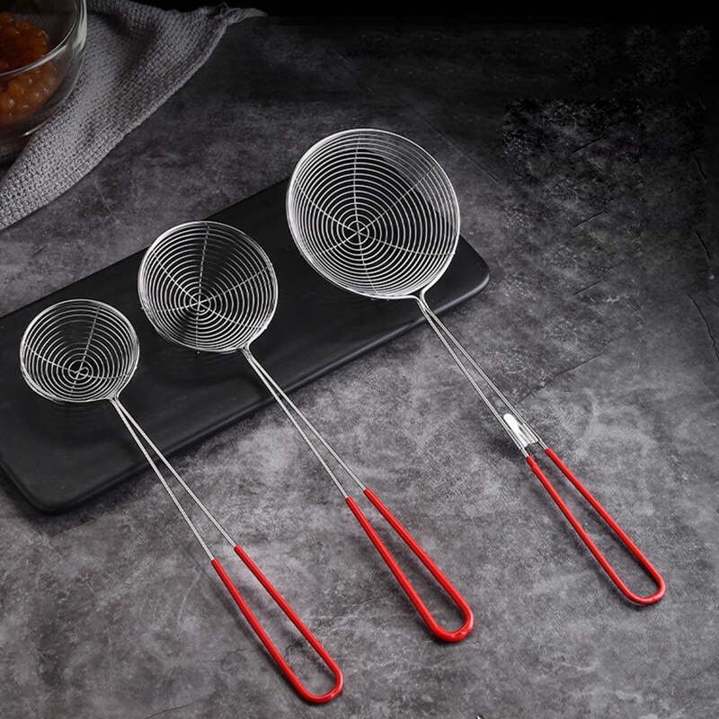 Colador de araña de acero inoxidable, cuchara pequeña para Skimmer, olla , tortelini, albóndiga, té y café, hierbas aromáticas, 1 ud.