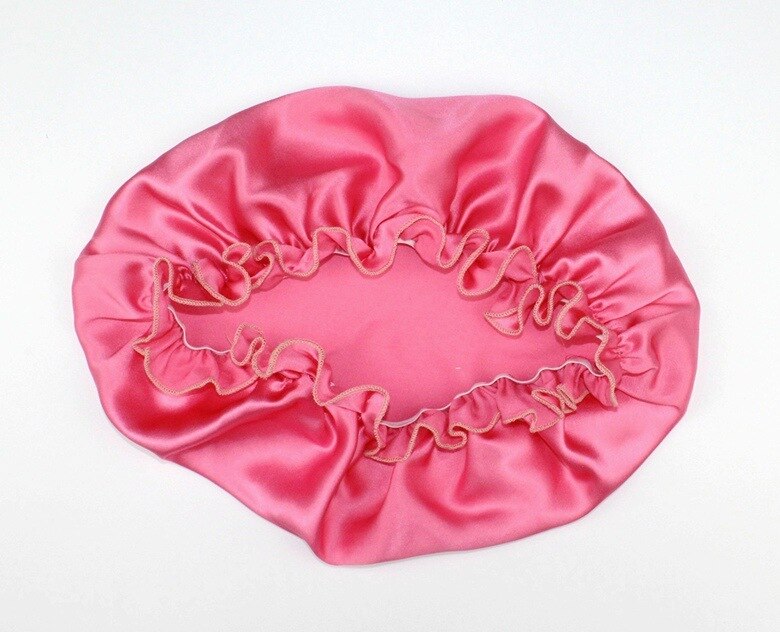 Yifei hårstyling ren silke sovehue kvinde hue sæt kasket 100%  morbær silke natkatte: Rød