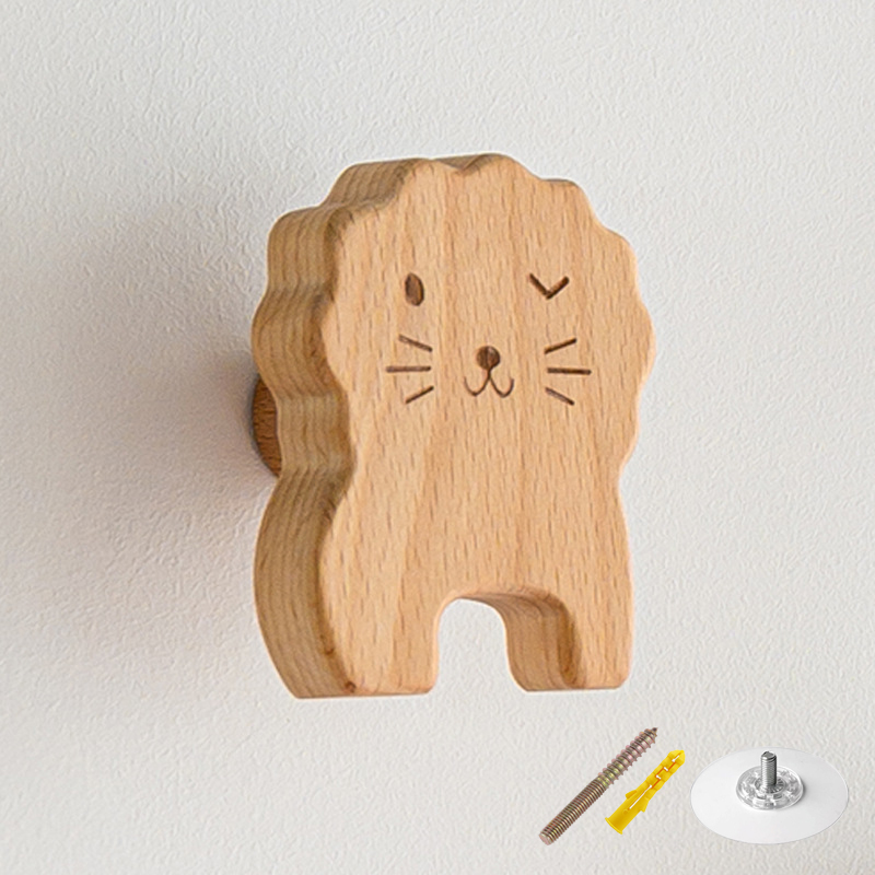 Ganchos de madera maciza para decoración de habitación, gancho de animales para colgar en la pared, gancho para llaves y abrigos, colgador de decoración del hogar, accesorios de baño y cocina, 1 Uds.: Bronce
