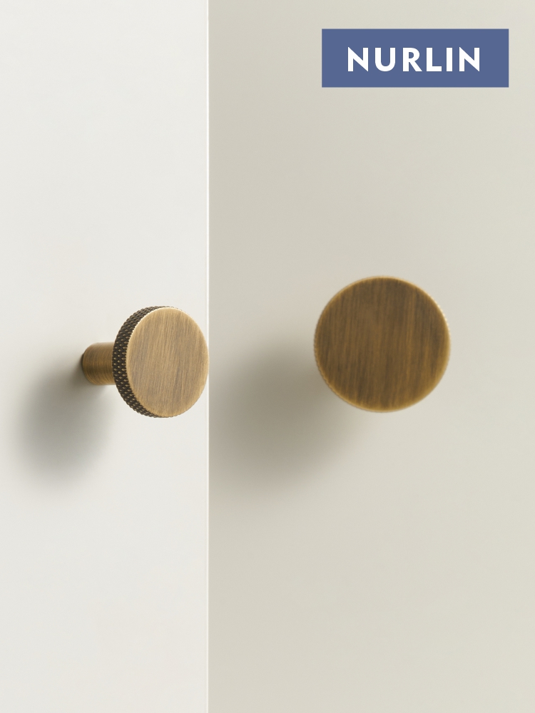 Nurlin Schrankknöpfe aus massivem Durcheinander mit Rändelmuster, mattes Antikmessing, Schwarz-Weiß-Gold, Schrankgriffe, Zauberstab- und Badezimmerhaken