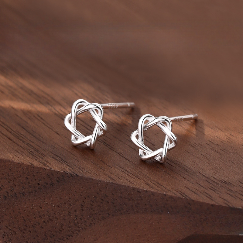 Pendientes hipoalergénicos de Plata de Ley 925 para mujer, Luna, estrella de David, hoja de arce, corazón, relámpago, joyería S999