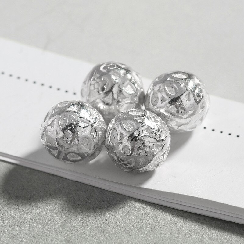 2pcs/lot 925 Sterling Silver Pretty Hollow Flower Round Beads 8mm Decoration Silver Carved Spacer Beads DIY Jewelry Making