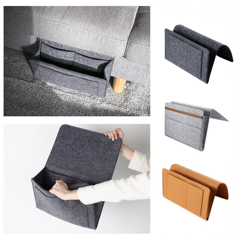 Storage Organizer Felt Bedside Hanging Storage Bags Inner Remote with Mobile Sundries 2 Control Book Phone Pockets For Bed K2P6