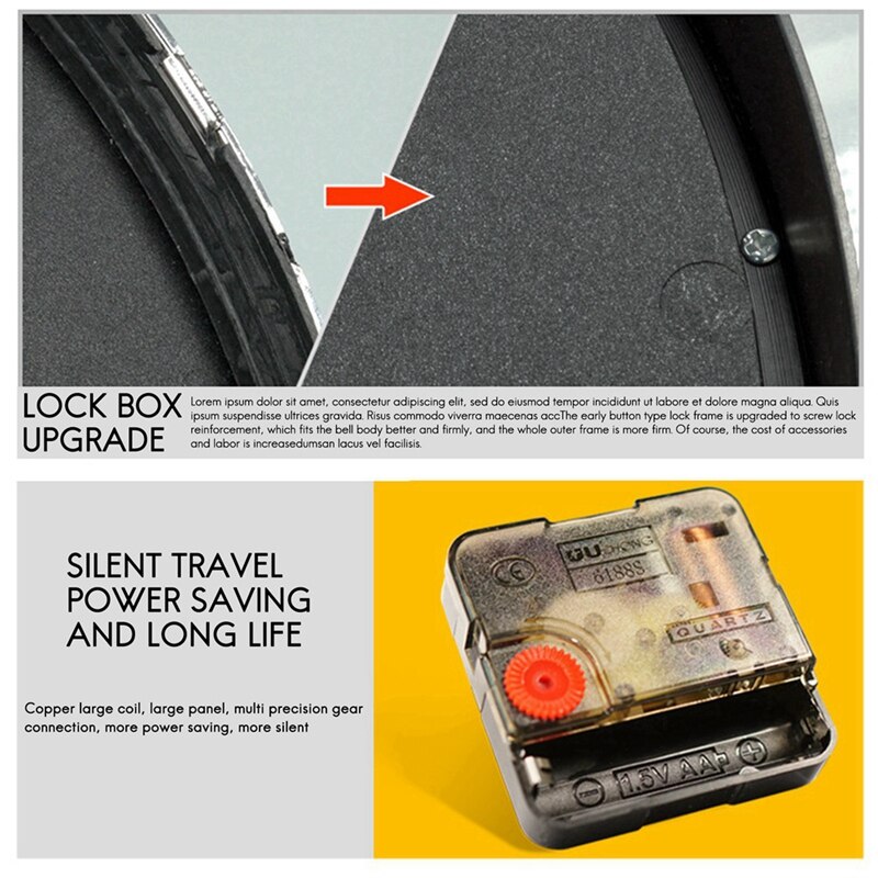 Large Digital Wall Clock Silent Nordic Yellow Modern Home Simple Wall Clock