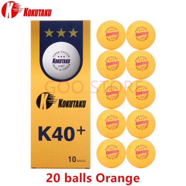 KOKUTAKU 3 stelle K40 + pallina da ping-Pong giochi di tripolazione professionali palline da ping Pong KOKUTAKU in plastica ABS cucite: 20 balls arancia