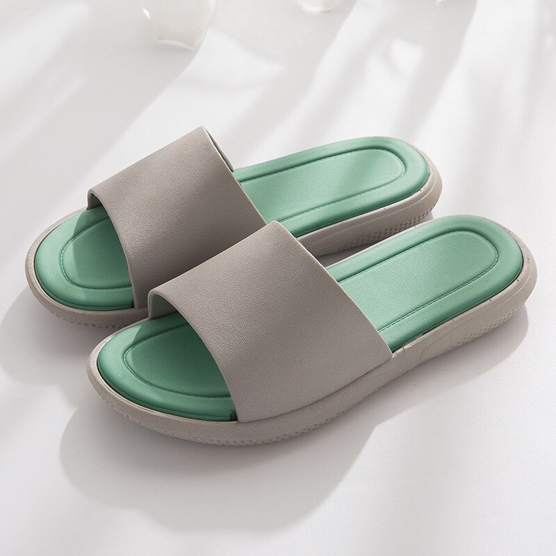 Pantoufles de Style japonais pour hommes et femmes, pantoufles d'intérieur à fond épais, antidérapantes, pour salle de bain, été: GRIS / 42-43