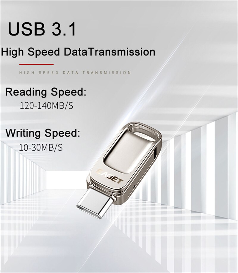 EAGET CU31 32GB/64GB/128GB USB del Metallo 3.0/Tipo-C veloce unità di Memoria di archiviazione del Bastone OTG Tipo C penna unità mini U Disk per PC