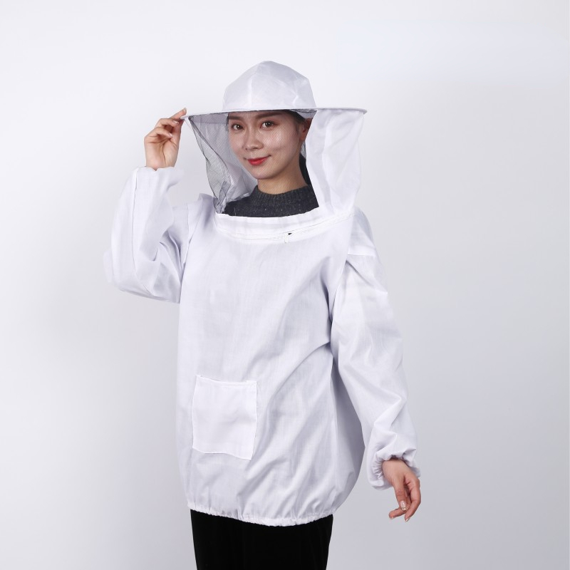 Costume d'apiculture pliable, ensemble veste et voile, combinaison de protection pour apiculture à Double fermeture éclair, vêtements anti-abeilles avec chapeau: GRIS FONCÉ