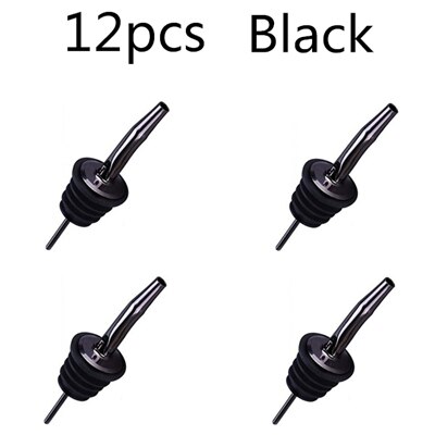 12 Stks/set Wijn Fles Schenker Stopper Rvs Wijn Liquor Geest Schenker Free Flow Wijnfles Schenktuit Stopper Bar tool: 12pcs Black