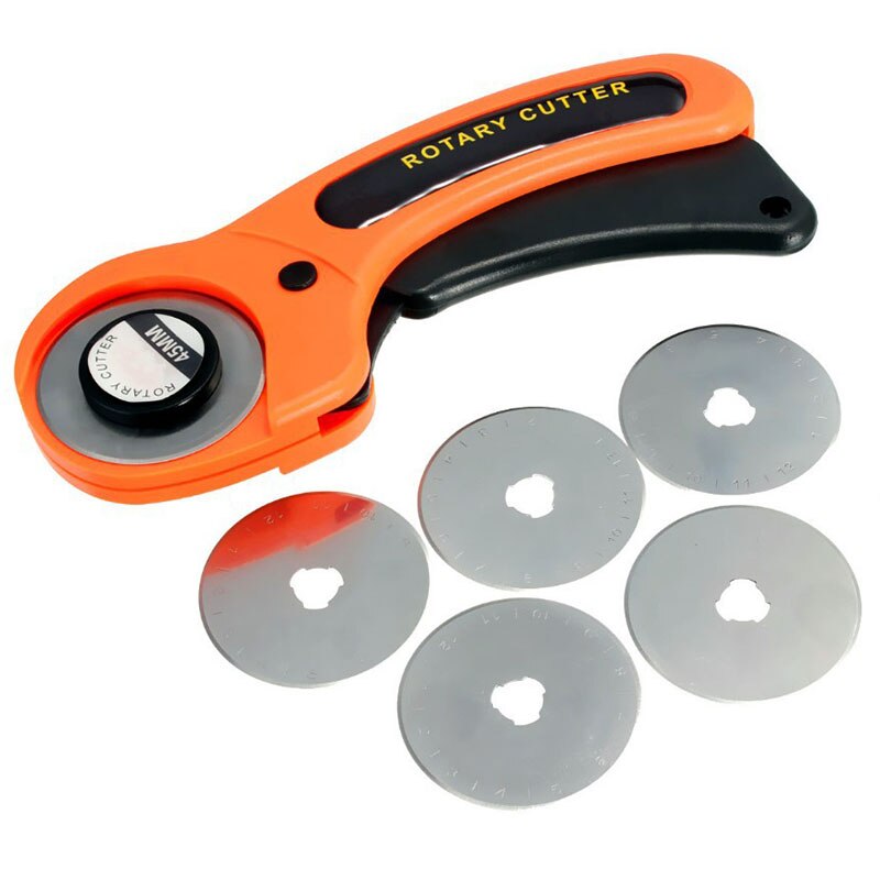 45mm Rotary Fabric Cutter with 5 Extra Blades for Quilting Sewing FP8