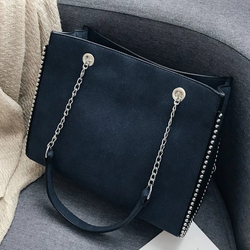 Bolso de hombro de lujo para mujer, bolso de mujer de informal con remaches de cuero, bolso de mano de alta capacidad