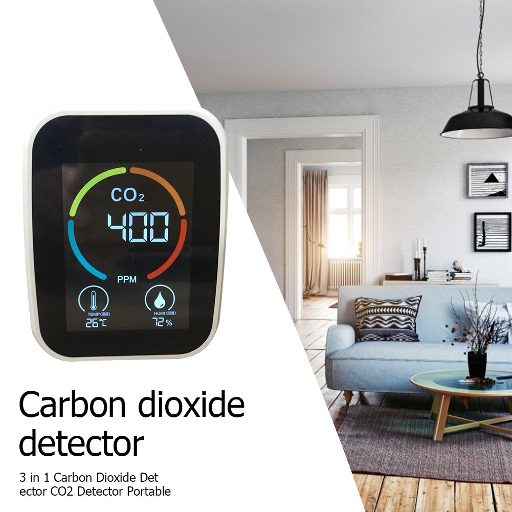 Medidor de CO2 portátil 3 en 1, probador de Sensor de temperatura y humedad, Monitor de del aire, Analizador de dióxido de carbono, Gas, TVOC, Detector de co2