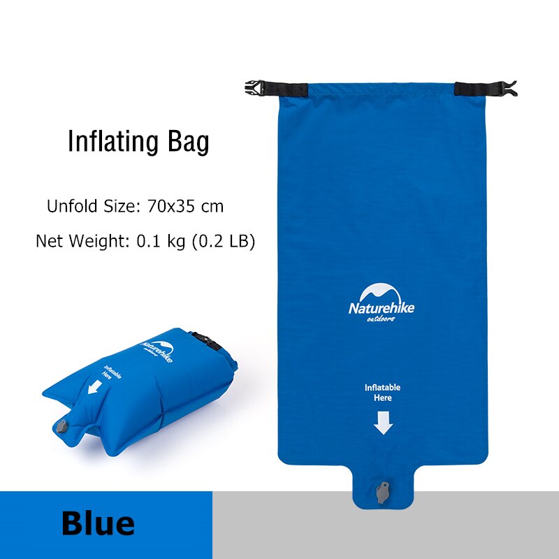 Naturehike Inflatable Mattress Ultralight Folding Bed Portable Single Camping Mat Sleeping Pad 3D Side Wall Inflatable Bed: Inflating bag-blue