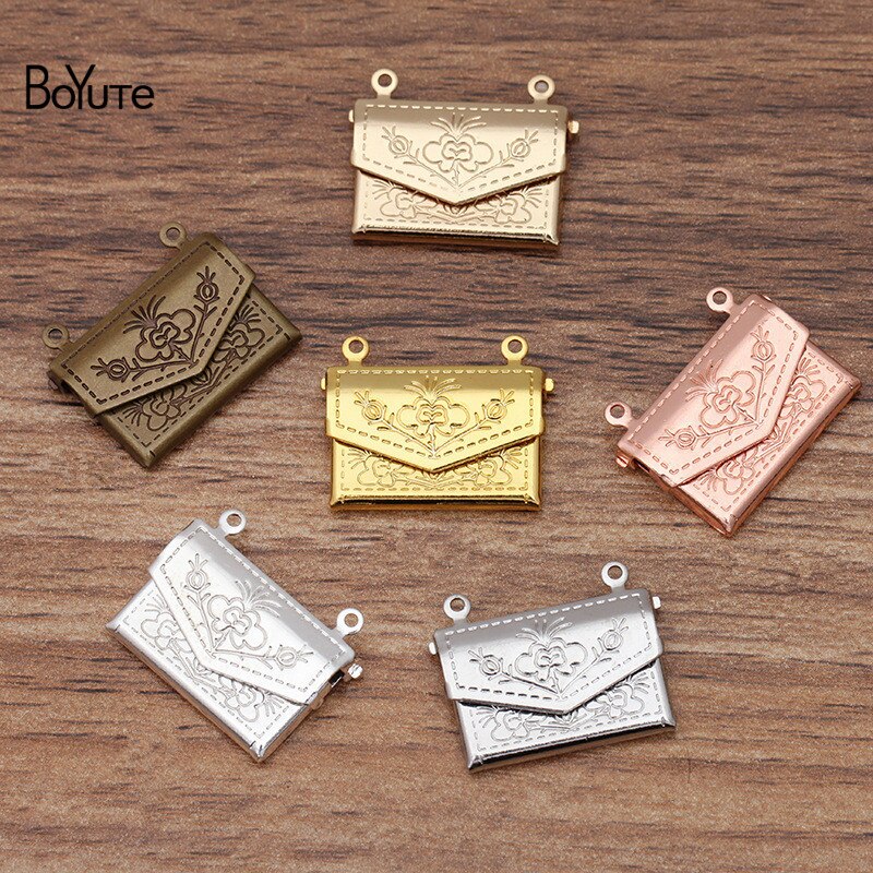 BoYuTe (10 Pieces/Lot) 15*20MM Metal Brass Envelope Photo Locket Diy Floating Locket Charms for Jewelry Making