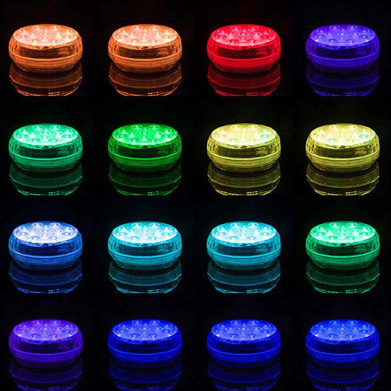 Led Remote Controlled RGB Submersible Light Battery Operated Underwater Lamp Multicolor Submersible Diving Waterproof LED Lamp