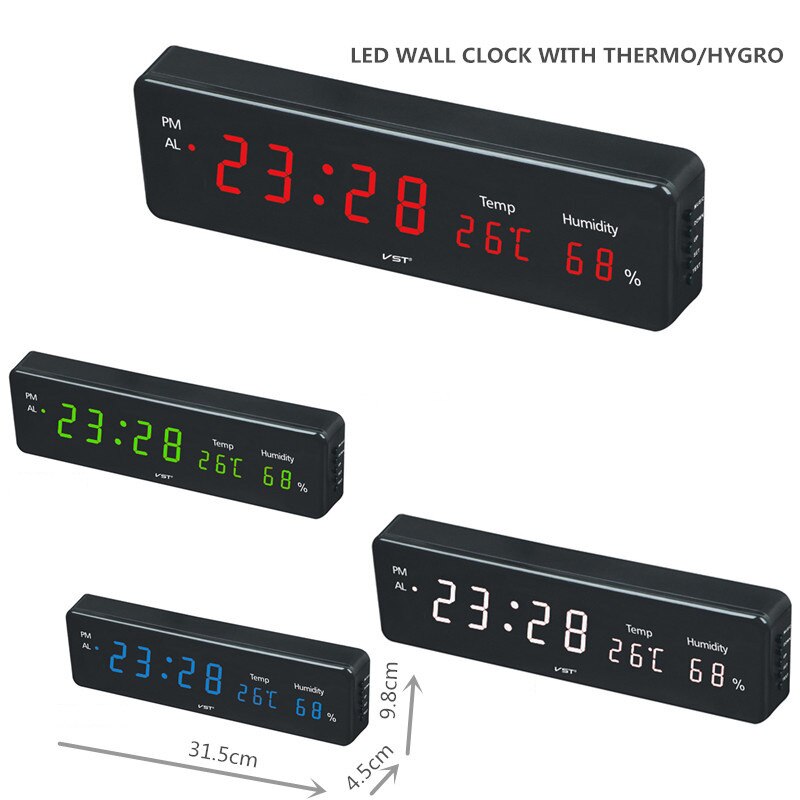 Big Number Large LCD Digital Wall Clock with Temperature humidity horloge mural Electronic Table Watch Desk Alarm Clock
