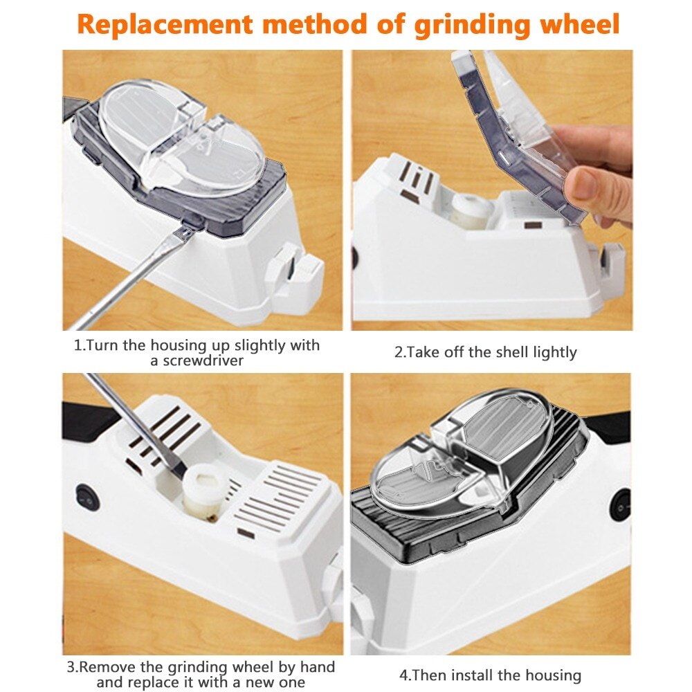 USB Electric Knife Sharpener Adjustable For Kitchen Knives Tool Knife Scissor Sharpening White medium and fine grinding blade