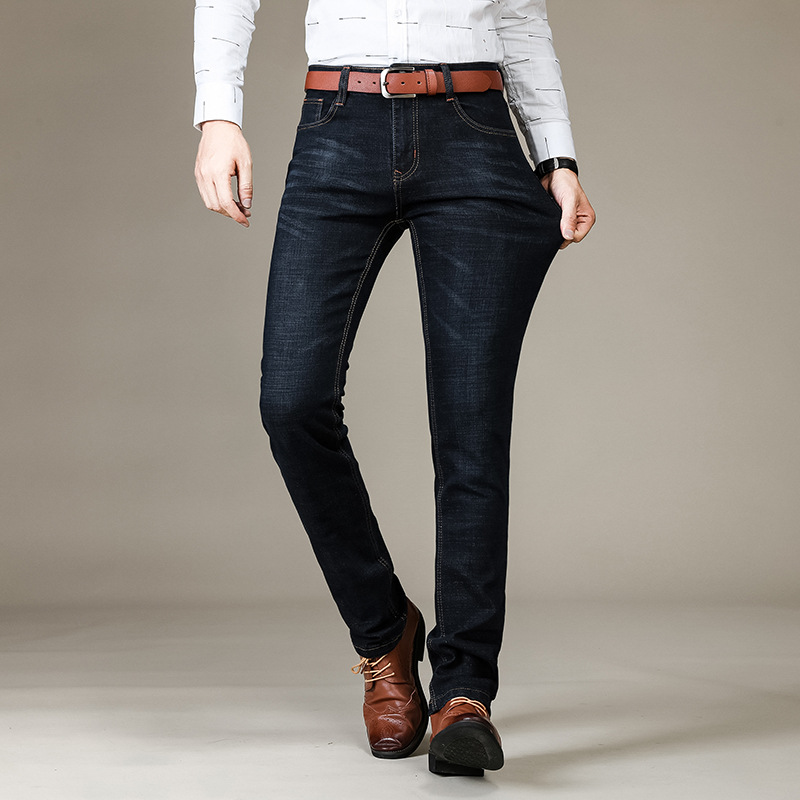 nouveaux hommes jean Slim Stretch classique bleu – Grandado