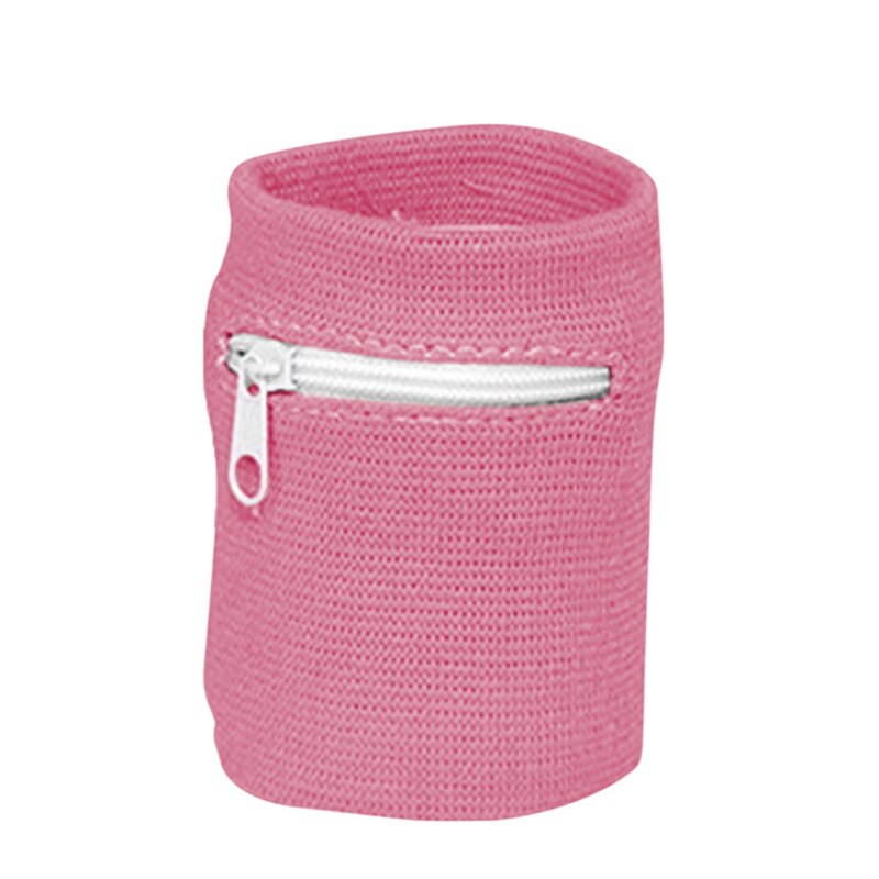 Reise SchweißBand Lauf Handgelenk Brieftasche Schlüssel Sport Armbinde mit Reißverschluss Tasche: Rosa