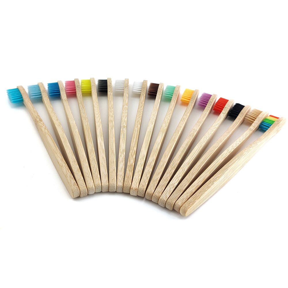 12Pcs Bamboo Toothbrush Eco friendly soft Healthy oral care adults tooth brush mixed color Wood Handle Toothbrush