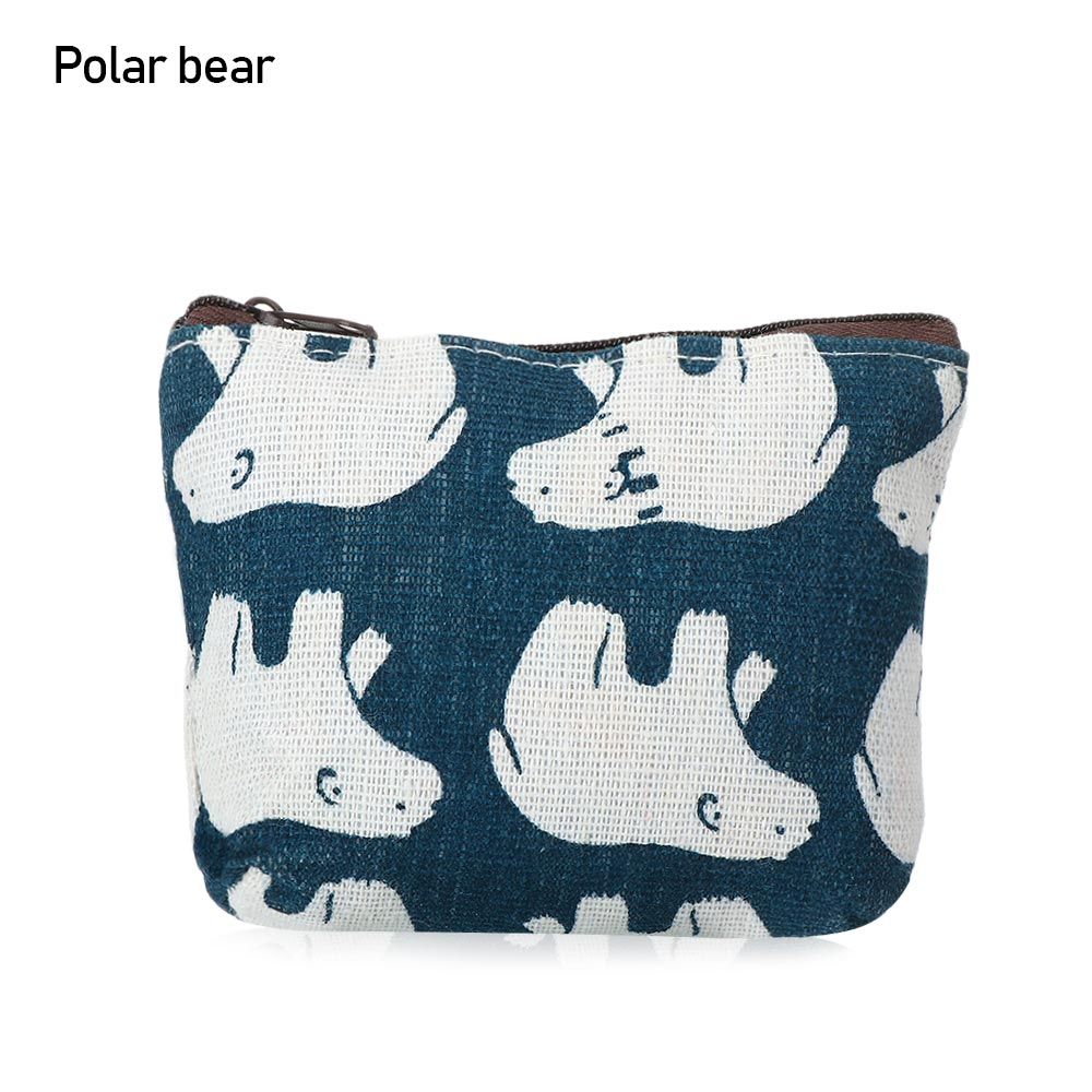 Kleine Portemonnee Case Pouch Houder Mini Nul Portemonnee Retro Klassieke Canvas Coin Purse Voor Vrouwen Meisje zip Portemonnee: polar bear